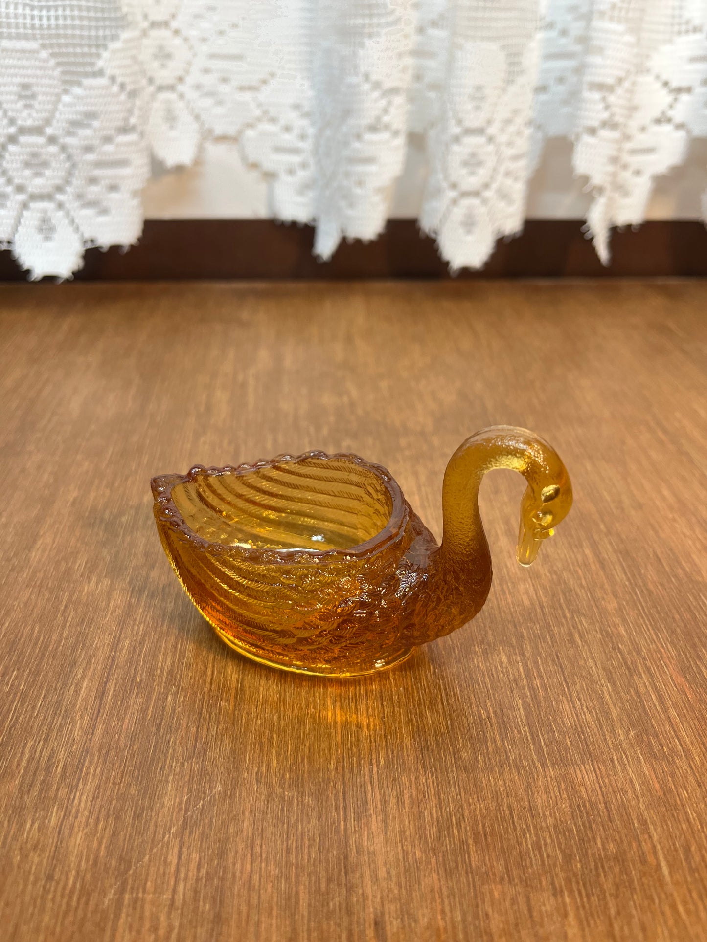 Vintage Small Amber Swan Trinket