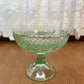 Vintage Uranium Floral Etched Pedestal Dish