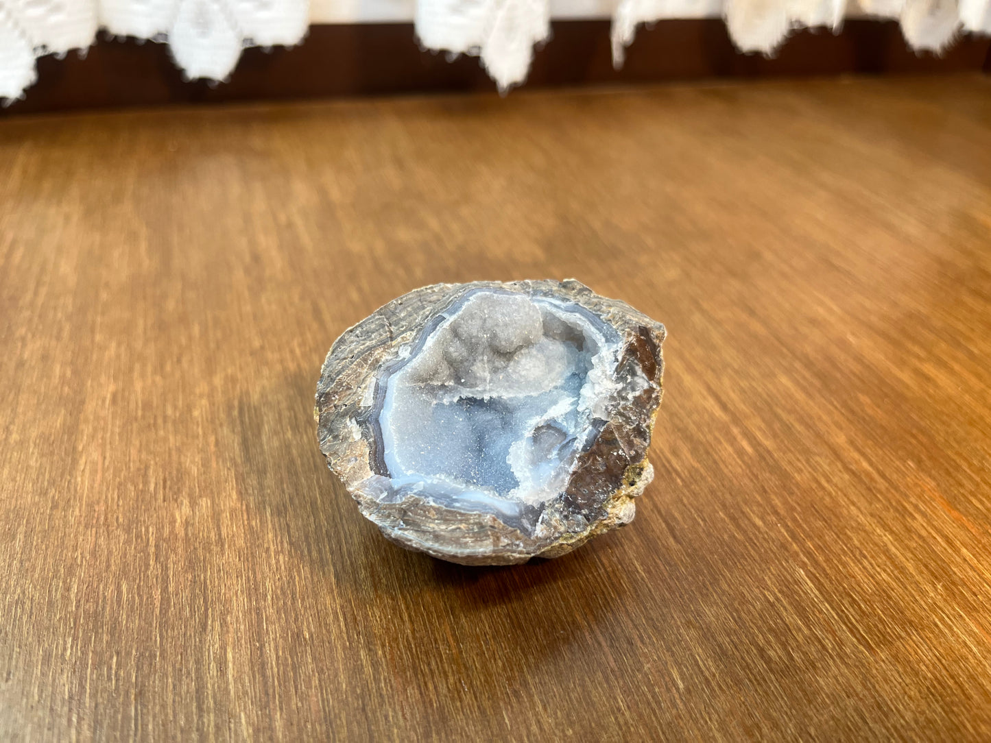 Natural Blue Mineral Crystal Filled Geode