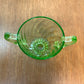 Vintage Spiral Uranium Glass Cream And Sugar Set