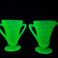 Vintage Frosted Uranium Glass Cream And Sugar Set