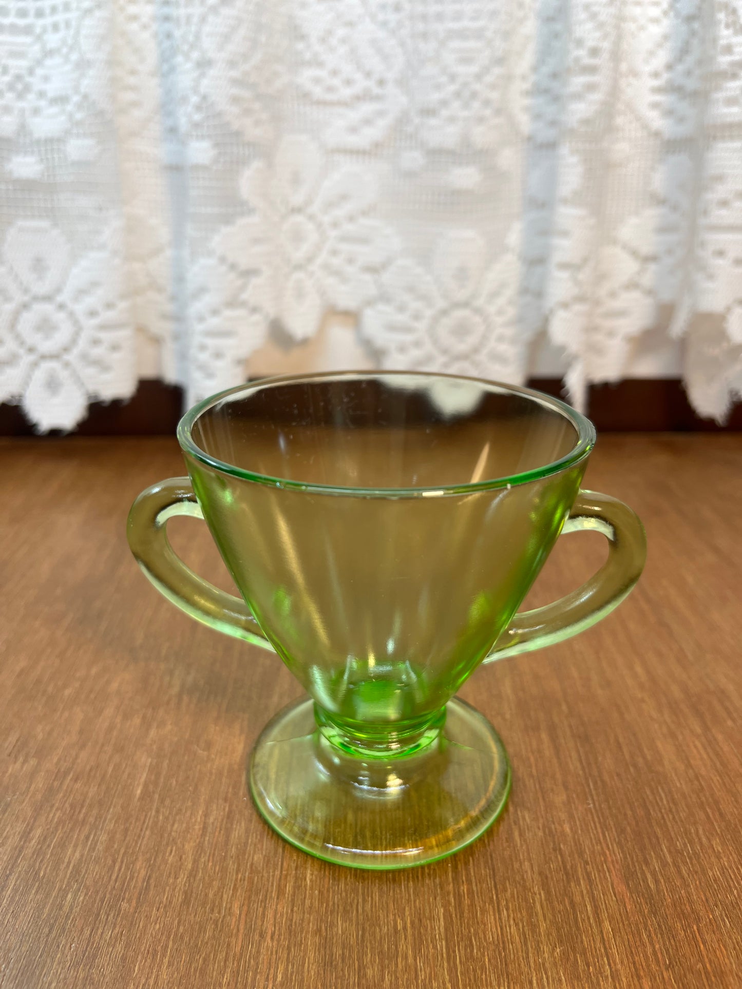 Vintage Uranium Glass Cream And Sugar Set