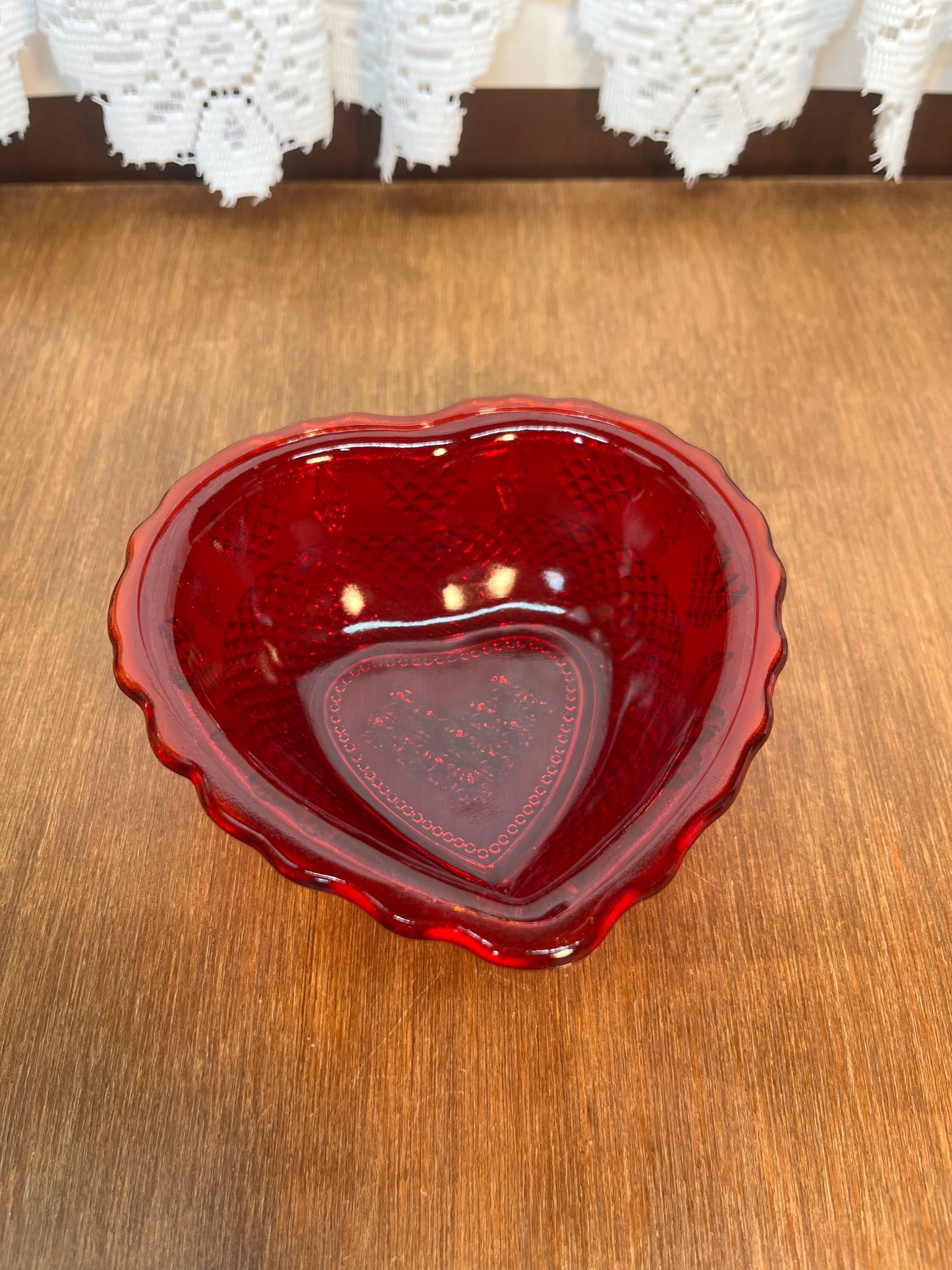 Vintage Ruby Red Fluorescent Heart