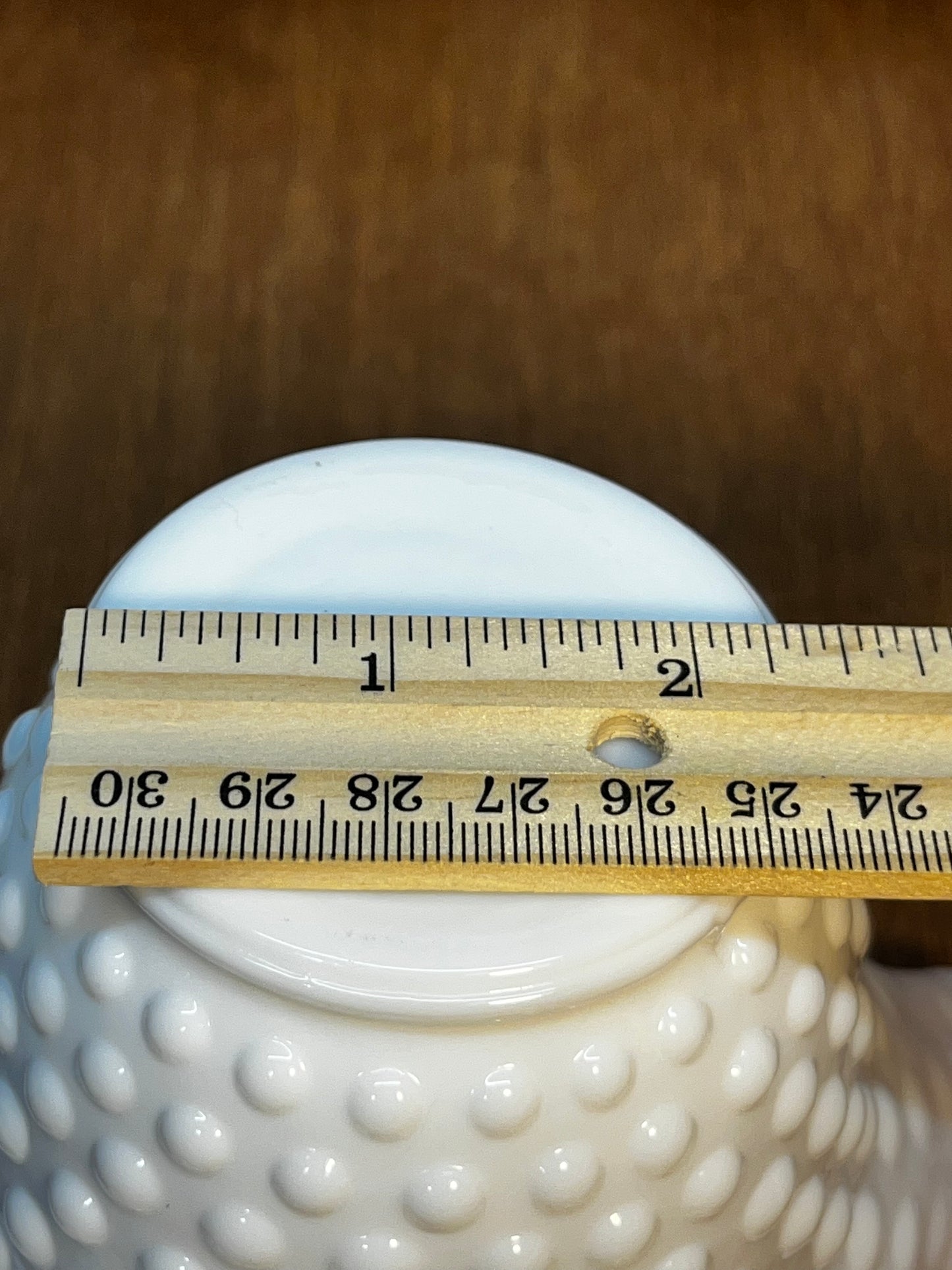 Vintage Ruffle Top Hobnail Milk Glass & Red Interior Art Glass Bowl