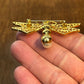 Vintage Gold Tone & Pearl Dragon Fly Brooch