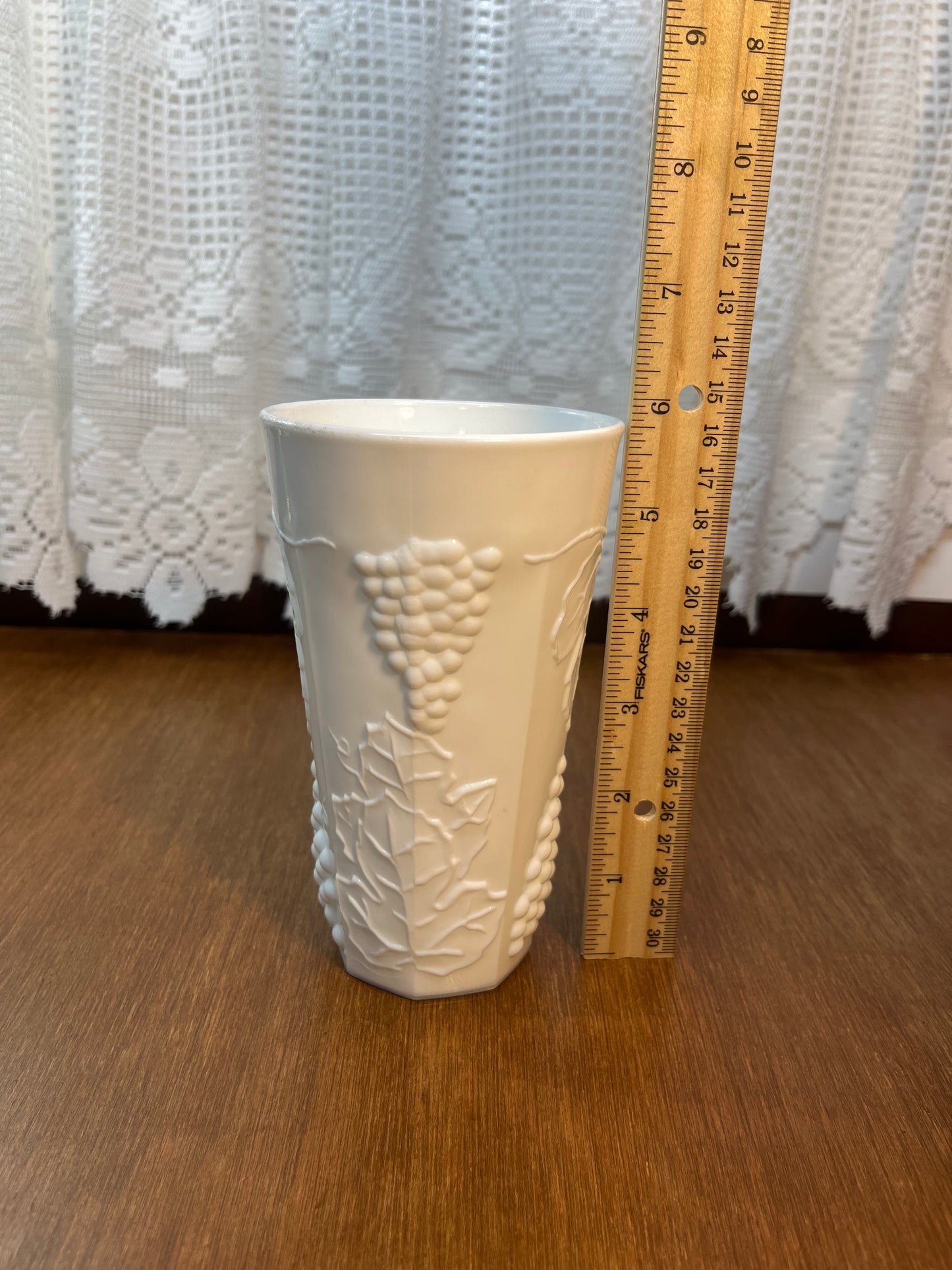 Vintage Milk Glass Grape Harvest Pattern Tumbler