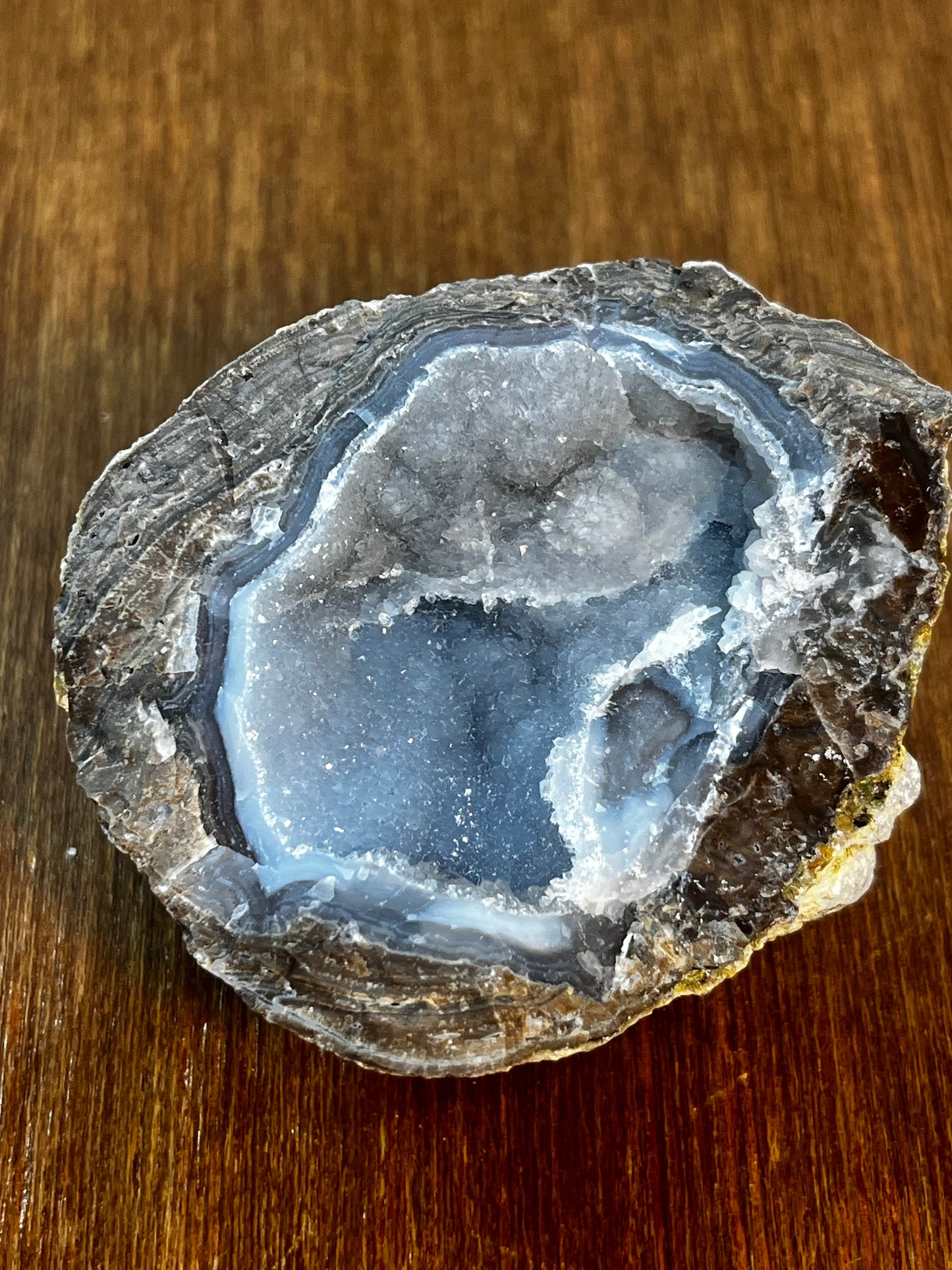 Natural Blue Mineral Crystal Filled Geode