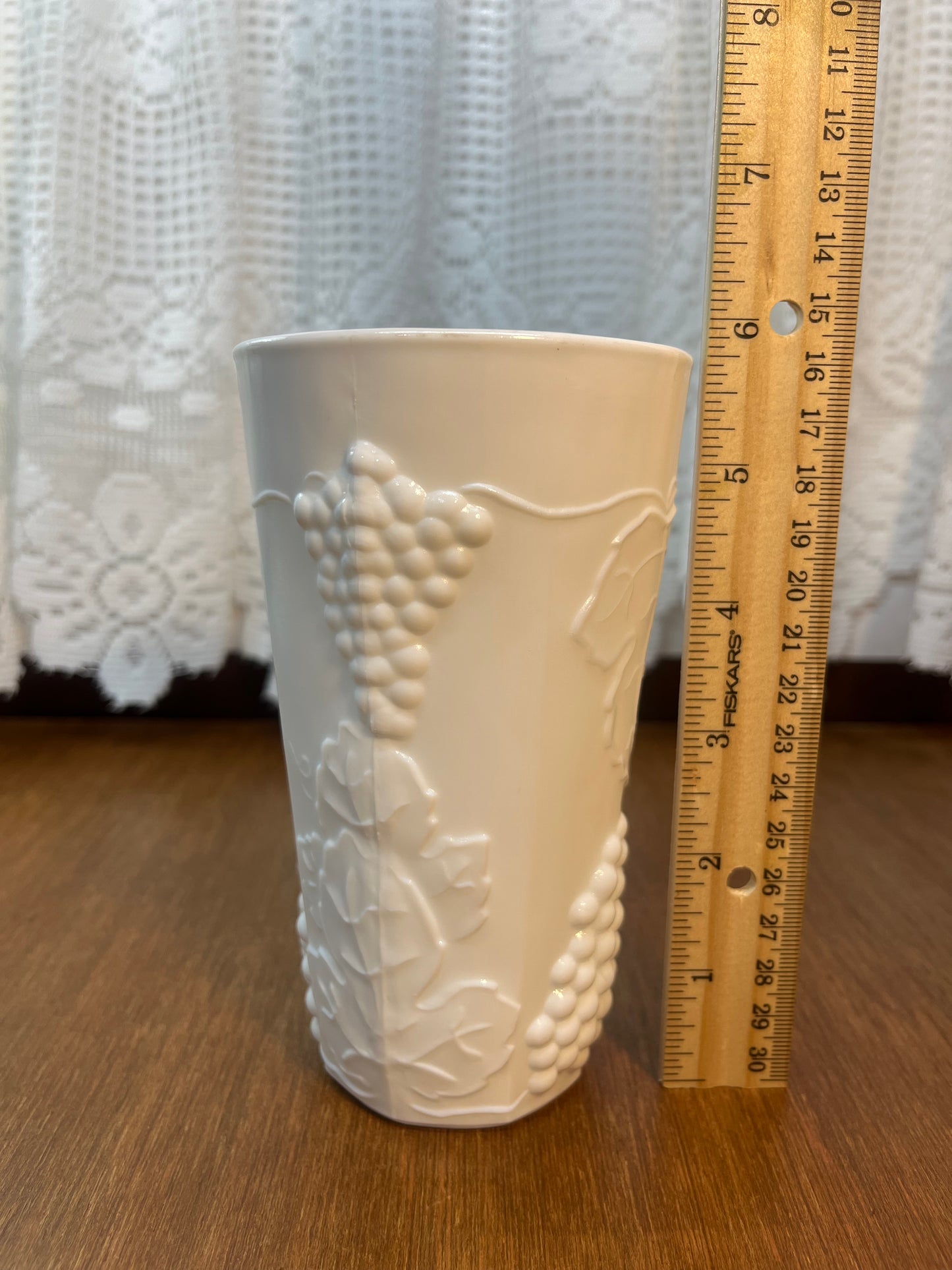 Vintage Milk Glass Grape Harvest Pattern Tumbler