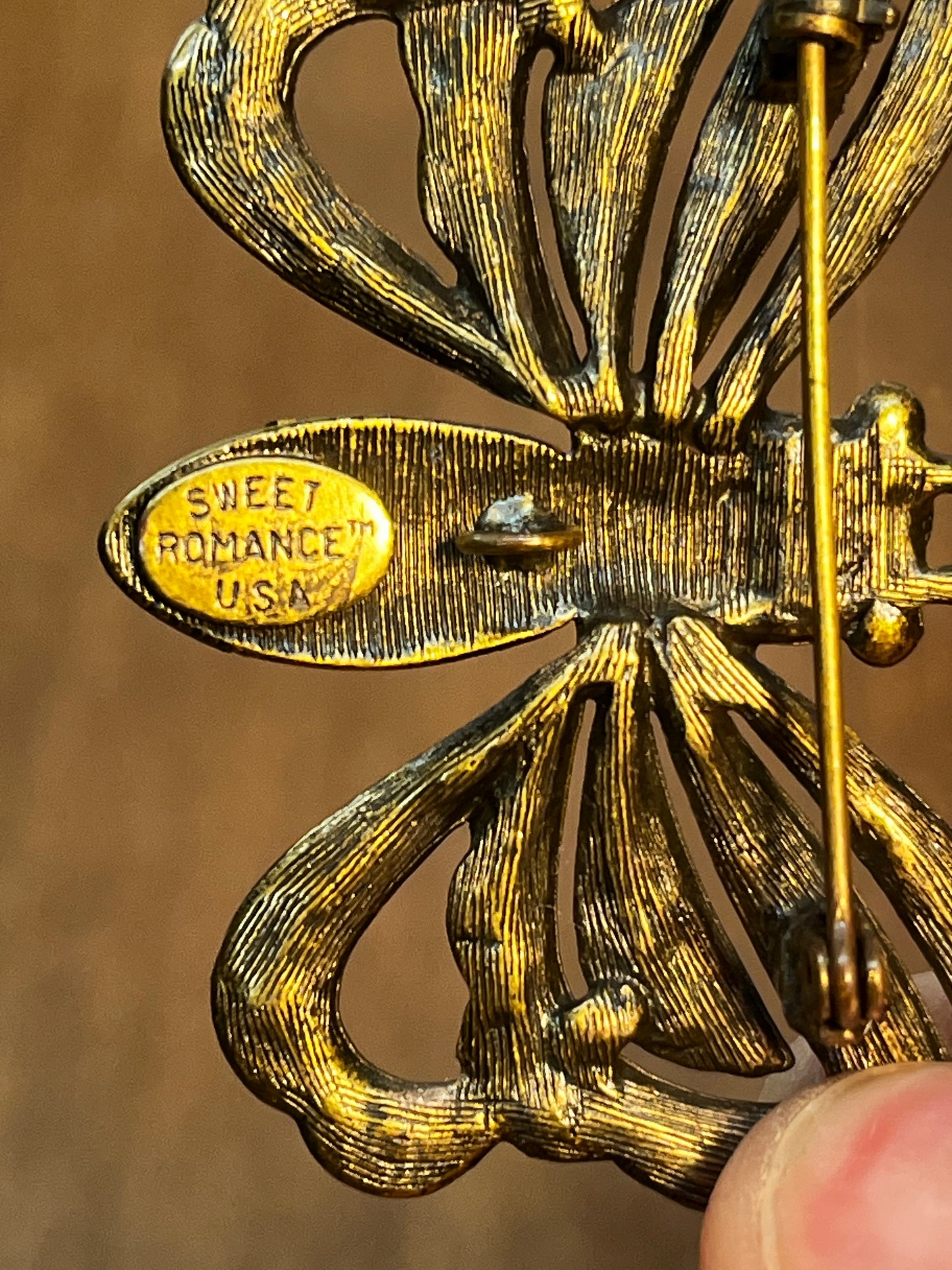 Two Vintage Sweet Romance USA Butterfly Brooches