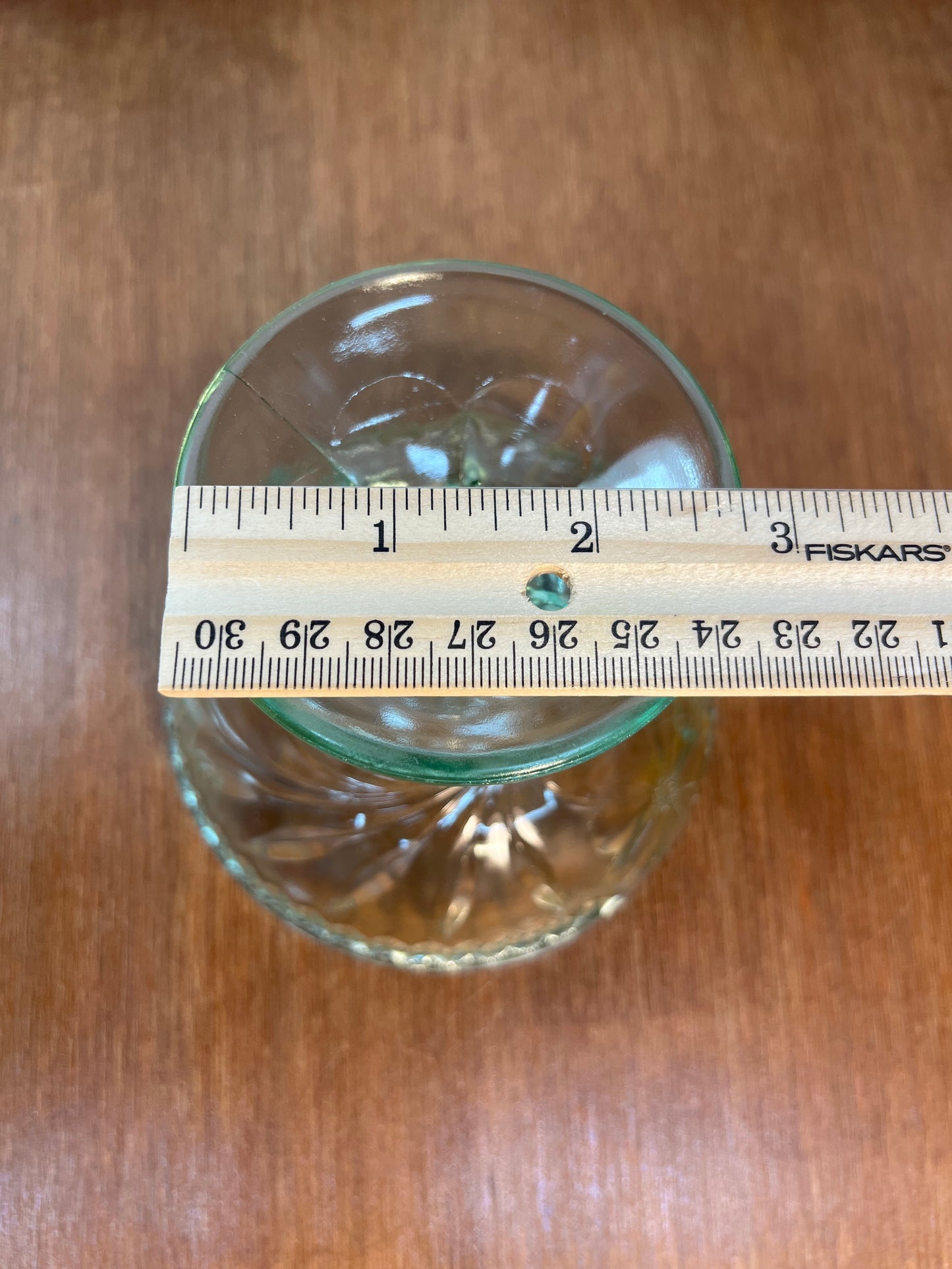 Vintage Uranium Floral Etched Pedestal Dish