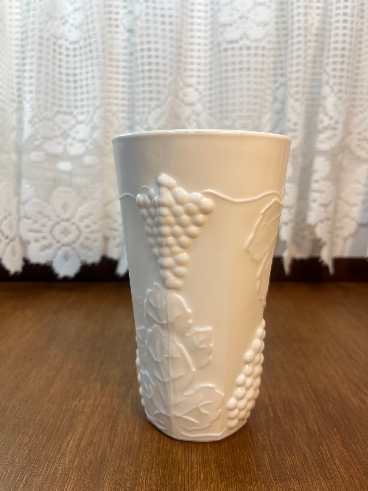 Vintage Milk Glass Grape Harvest Pattern Tumbler