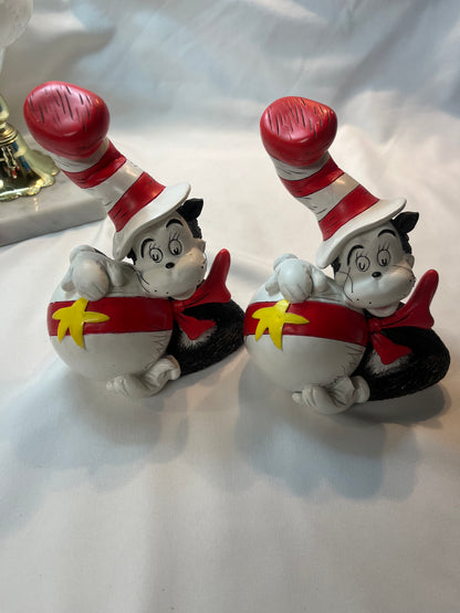 Vintage Cat In The Hat Dr. Seuss Bookends