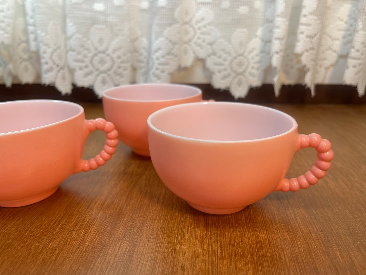 Vintage 1950’s Crinoline Hazel Atlas Pink Ruffled 12 Piece Dinning Set