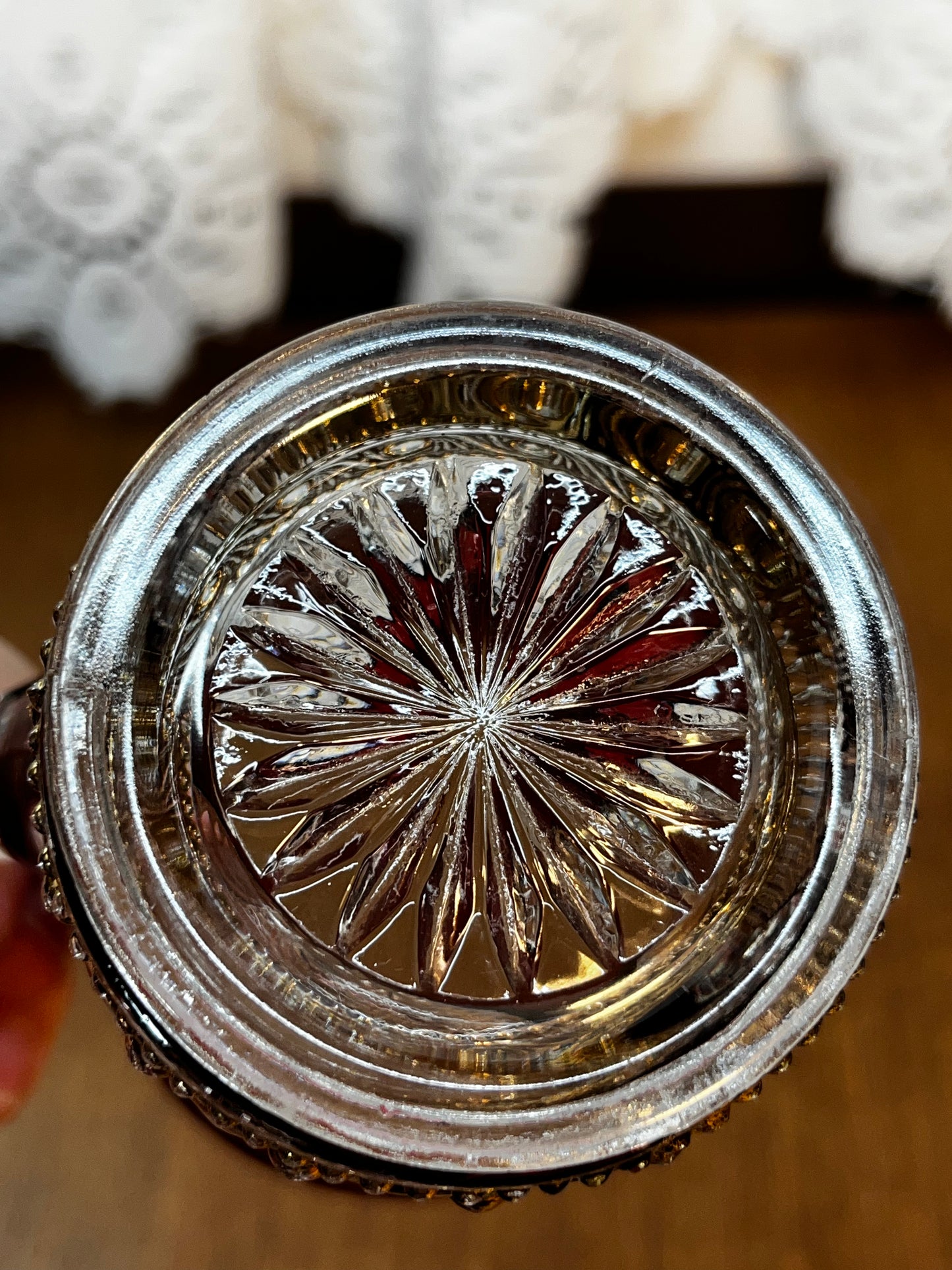 Vintage Collectible Ruby Stained Gold Rim Mutual Oklahoma Souvenir Glass