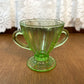 Vintage Panel Pattern Uranium Glass Cream And Sugar Set