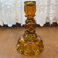 Vintage Amber L.E. Smith Moon And Star Candle Holder