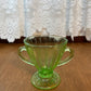 Vintage Panel Pattern Uranium Glass Cream And Sugar Set