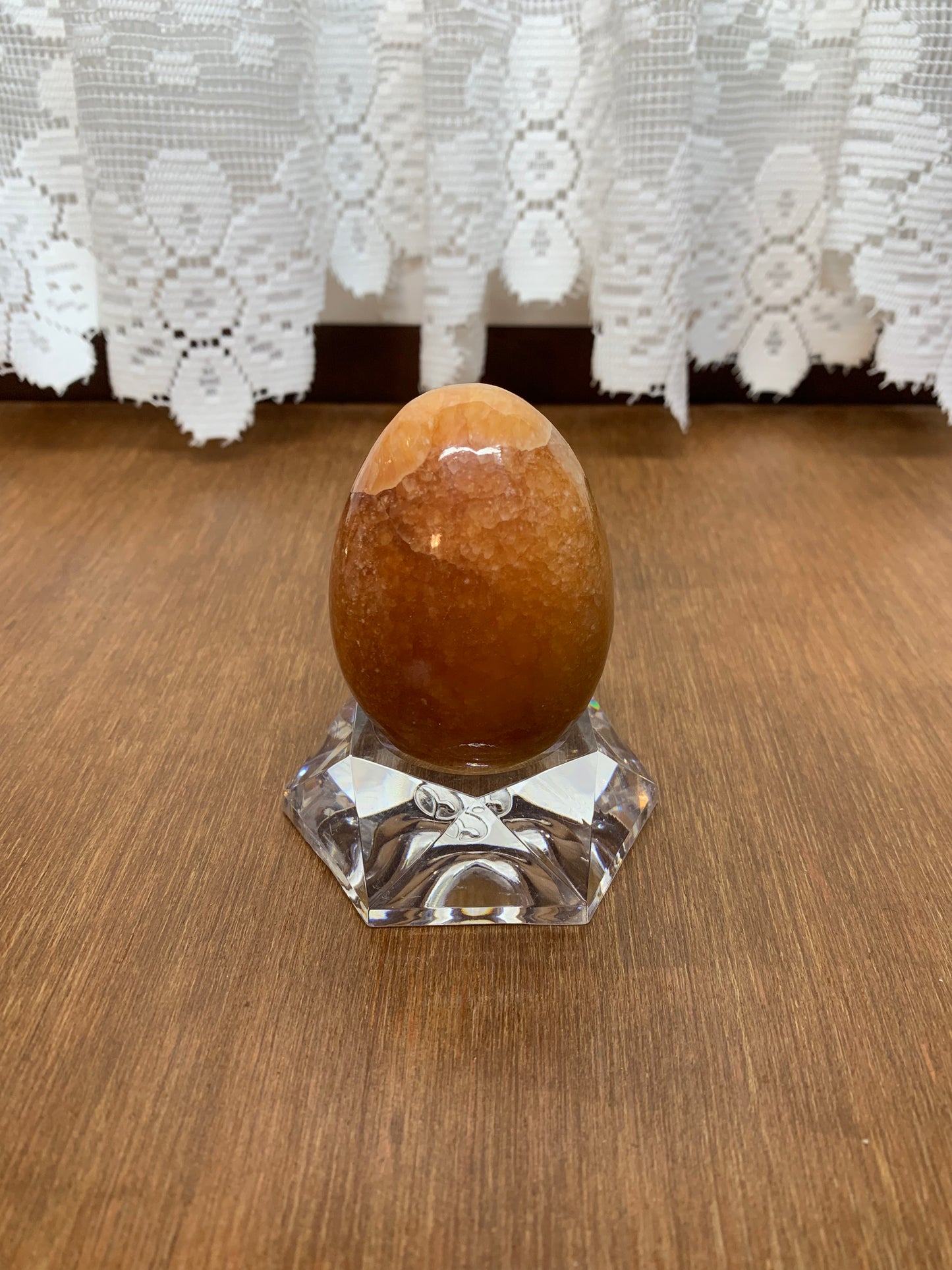 Brown Polished Marbled Color Egg With Stand