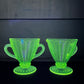 Vintage Panel Pattern Uranium Glass Cream And Sugar Set