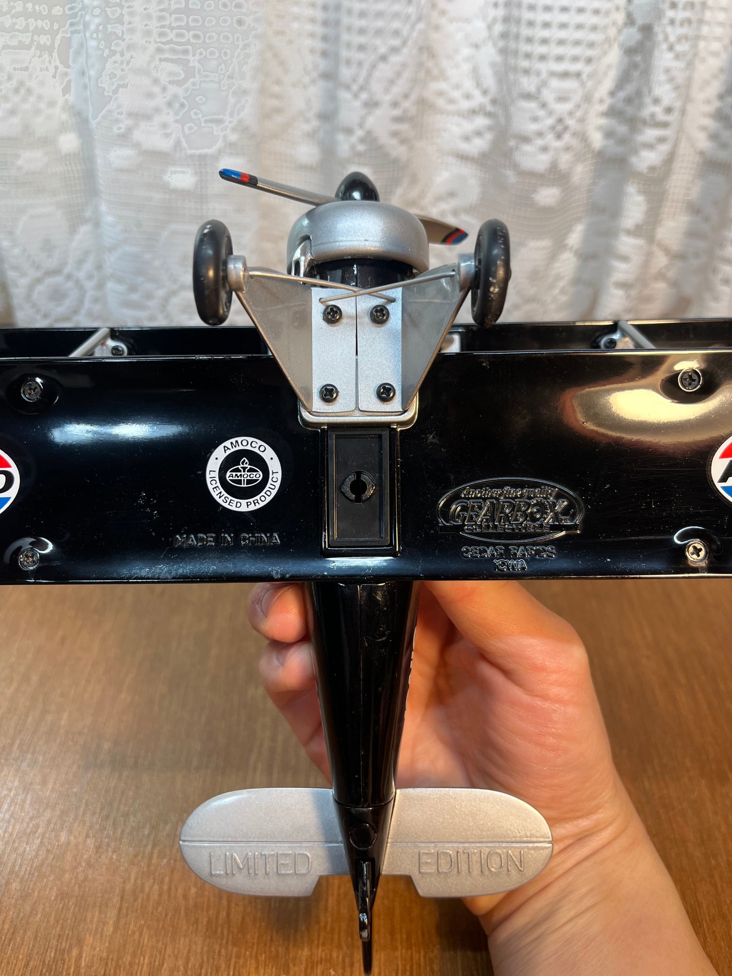 Collectible Amoco Silver Die-cast Plane