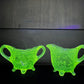 Vintage Sweet Pear Uranium Glass Cream And Sugar Set