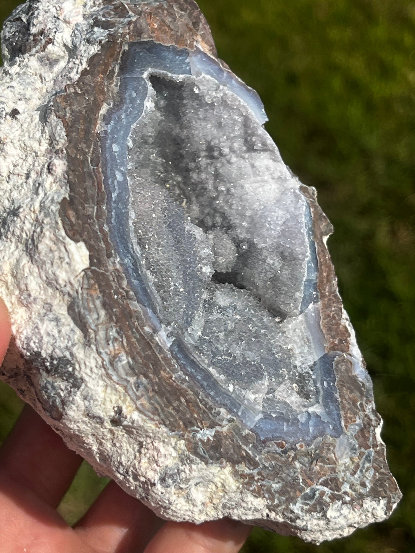 Natural Sparkling Blue Crystal Filled Geode