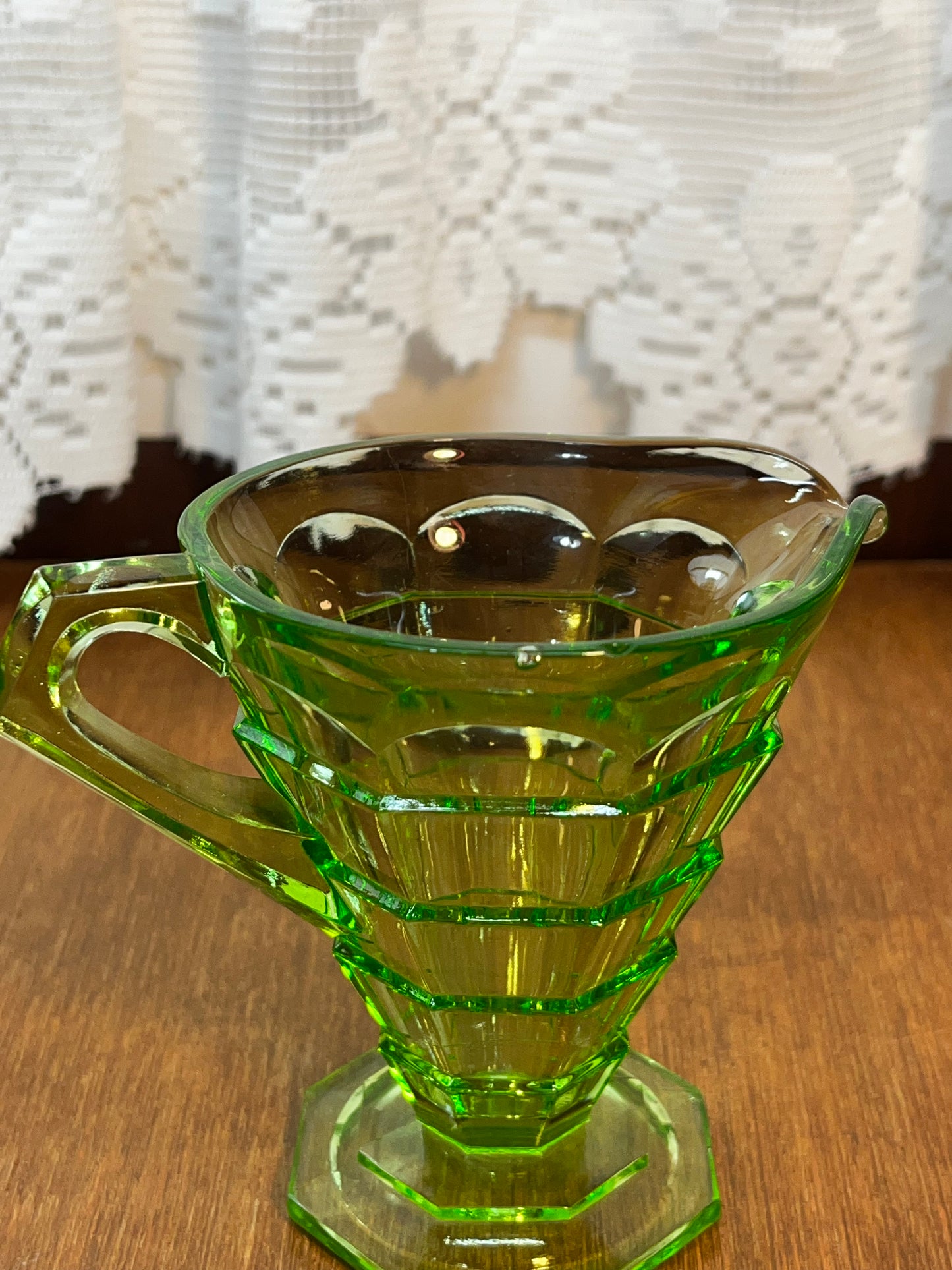 Vintage Uranium Indiana Glass Tea Room Cream And Sugar Set