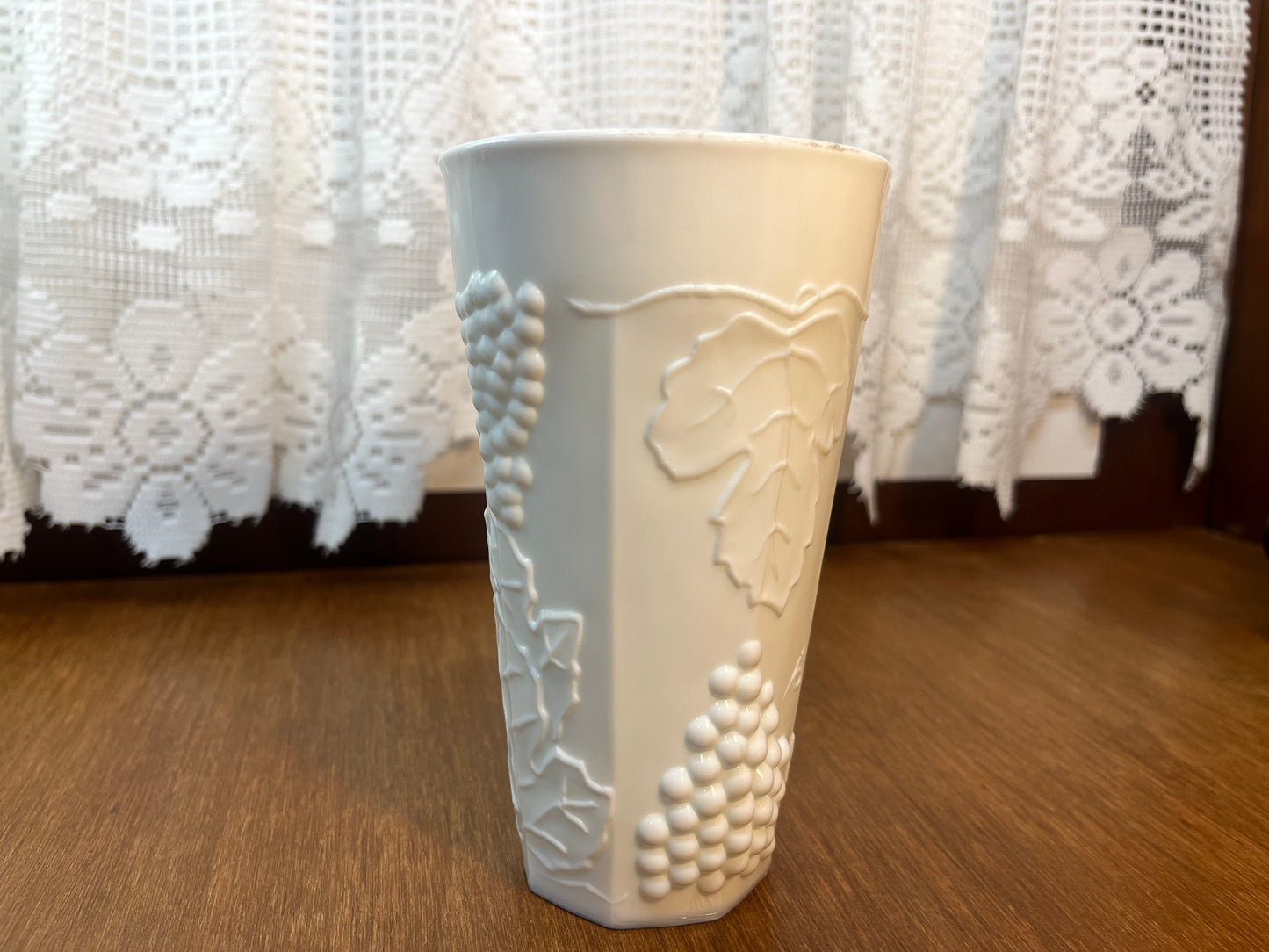 Vintage Milk Glass Grape Harvest Pattern Tumbler