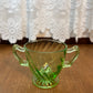 Vintage Spiral Uranium Glass Cream And Sugar Set