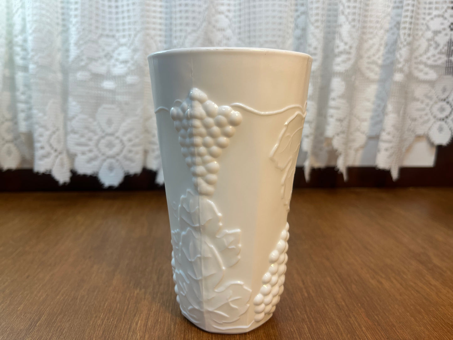 Vintage Milk Glass Grape Harvest Pattern Tumbler