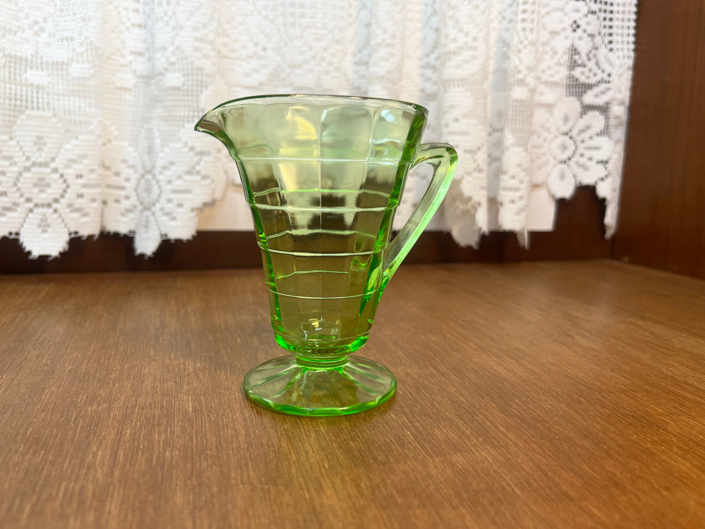 Vintage Clear Uranium Glass Creamer