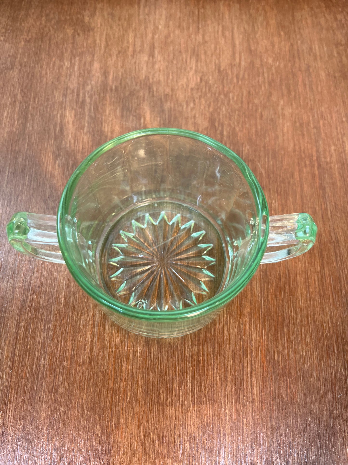 Vintage Uranium Glass Cream And Sugar Set