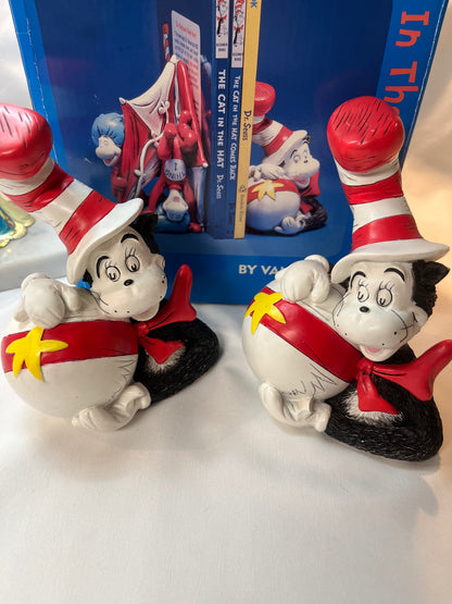 Vintage Cat In The Hat Dr. Seuss Bookends