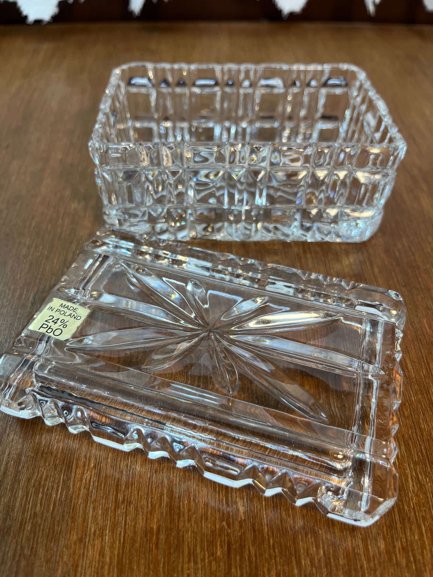 Vintage Crystal 24% Pbo Made In Poland Trinket Box