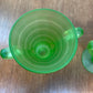 Vintage Frosted Uranium Glass Cream And Sugar Set