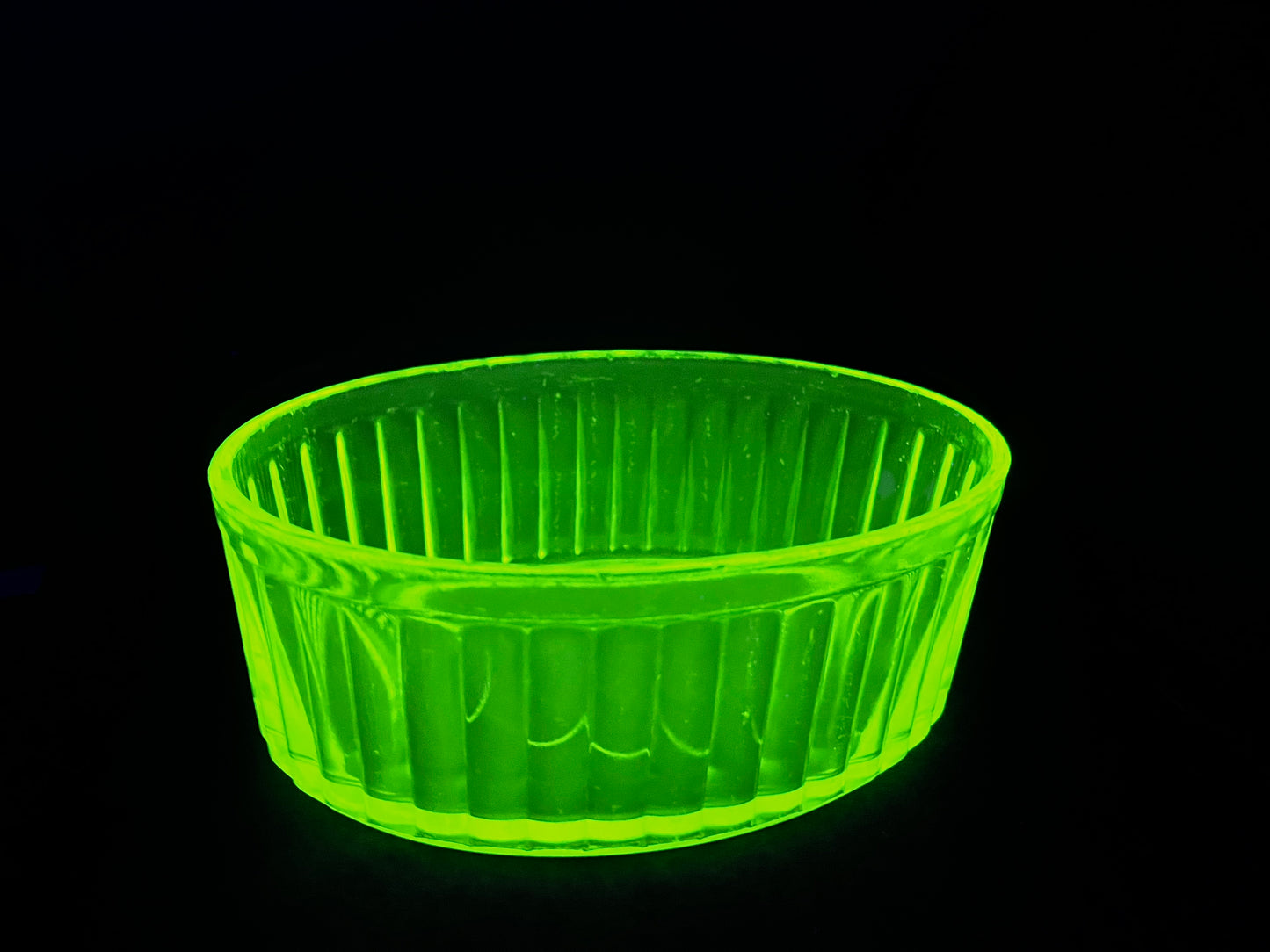 Vintage Uranium Glass Oval Ribbed Dish