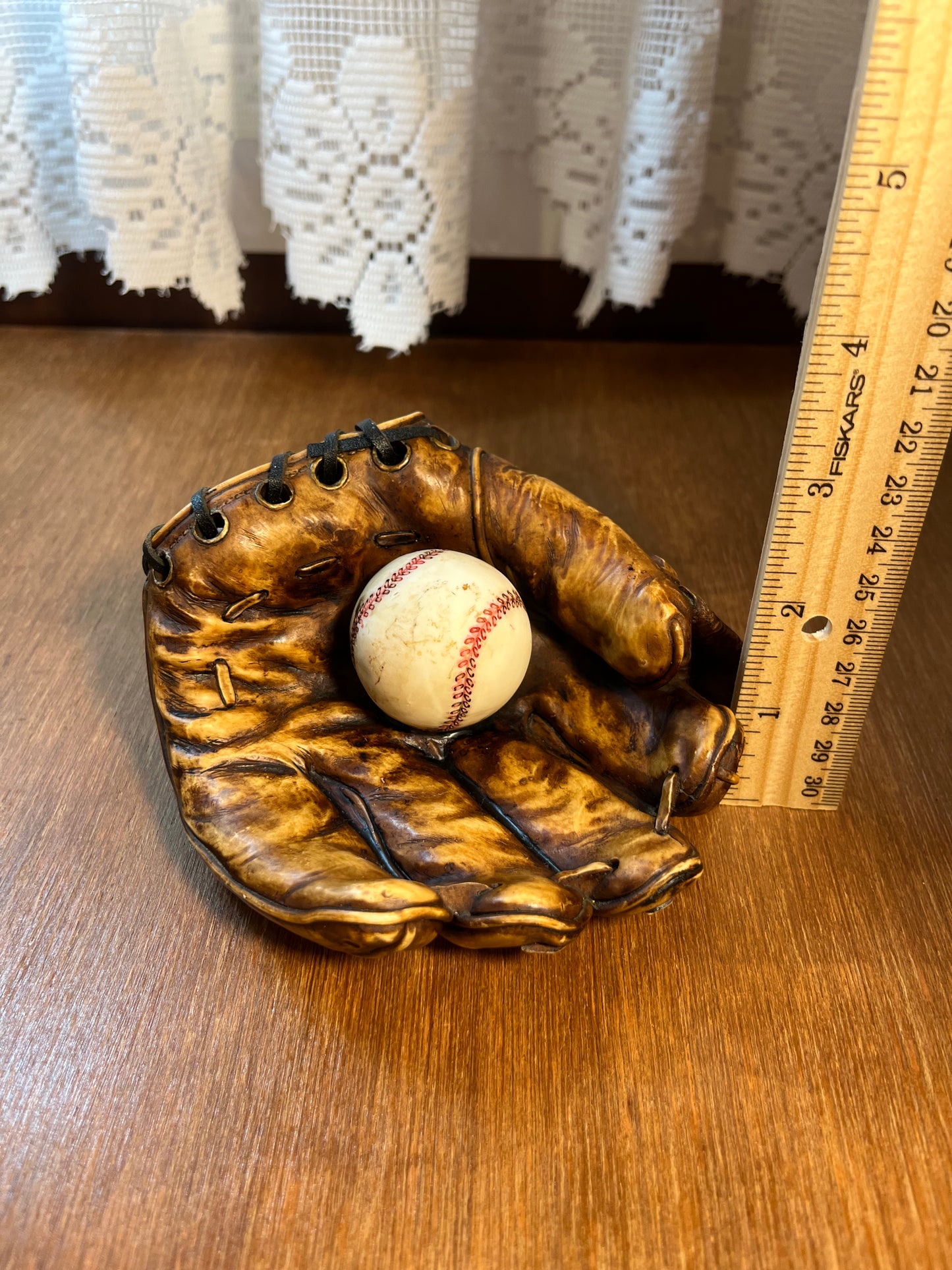 Antique Decorative Baseball Mitt & Baseball Figurine