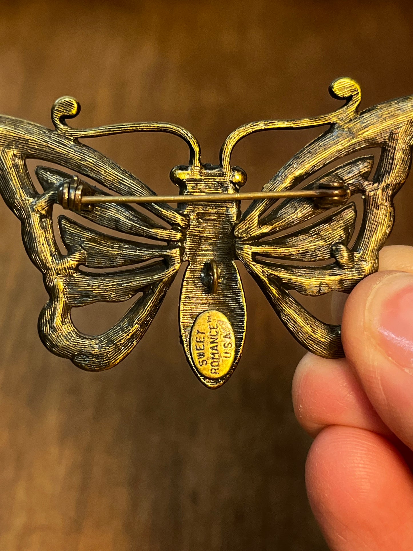 Two Vintage Sweet Romance USA Butterfly Brooches