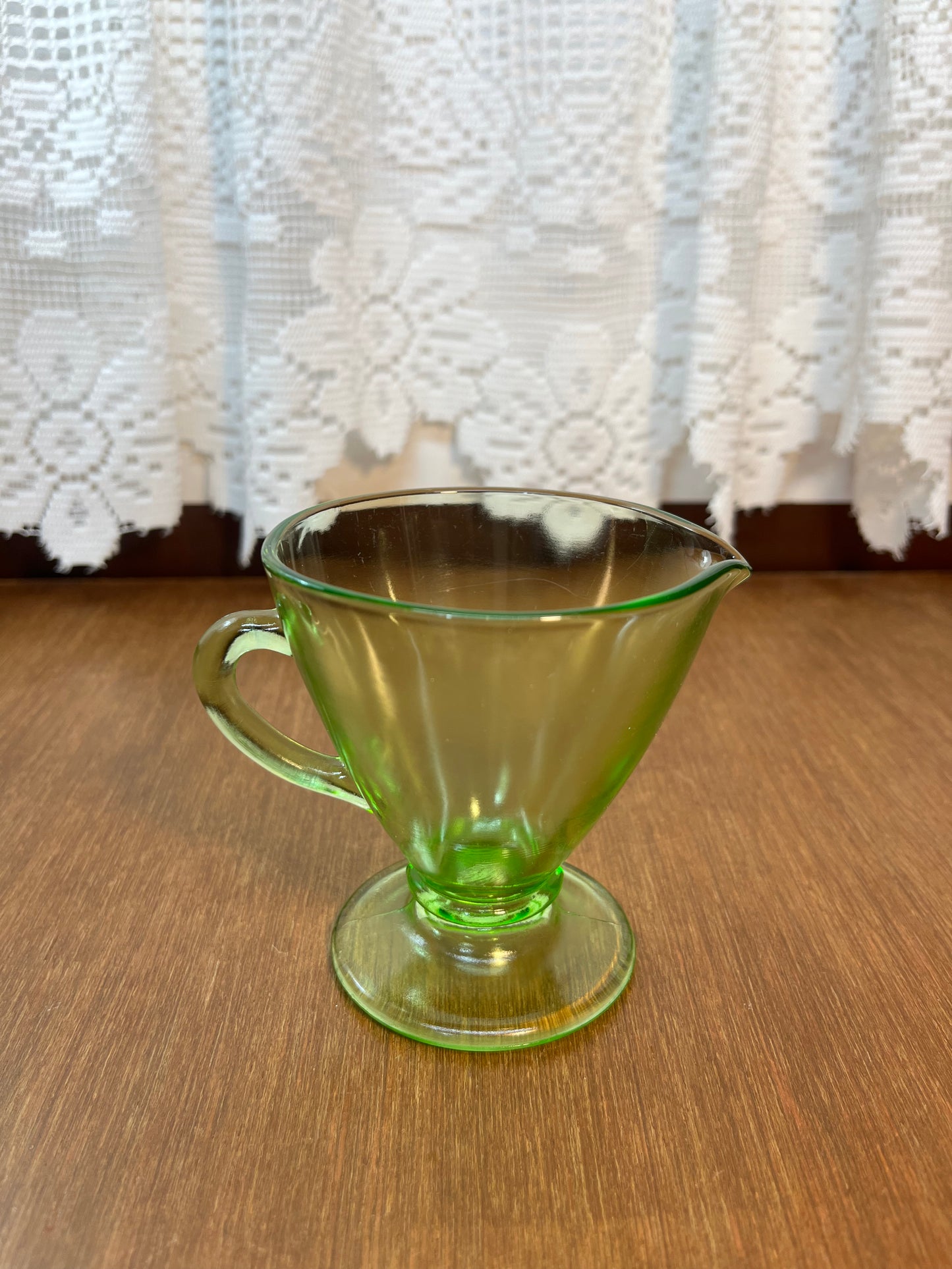 Vintage Uranium Glass Cream And Sugar Set