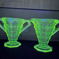 Vintage Uranium Indiana Glass Tea Room Cream And Sugar Set