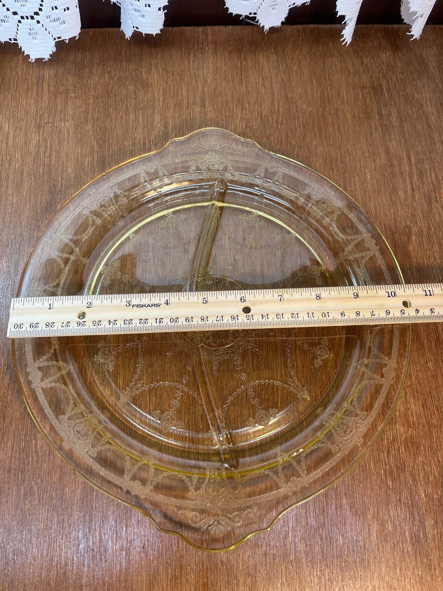 Vintage Uranium Glass Divided Plate