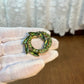 Vintage Green Uranium Glass Wreath Brooch