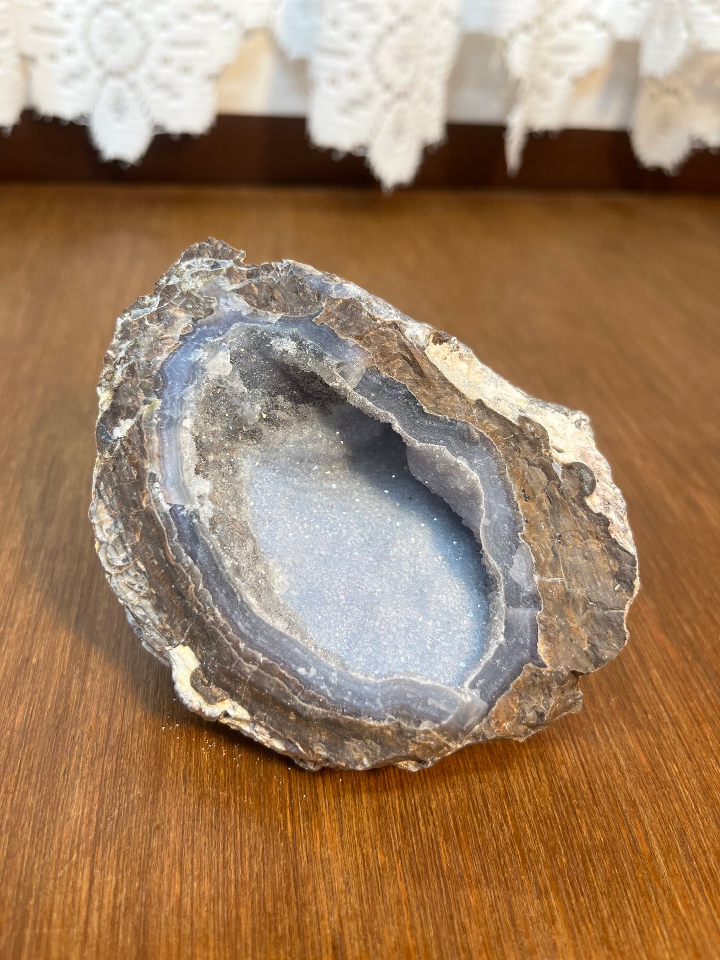 Natural Sparkling Blue Crystal Filled Geode