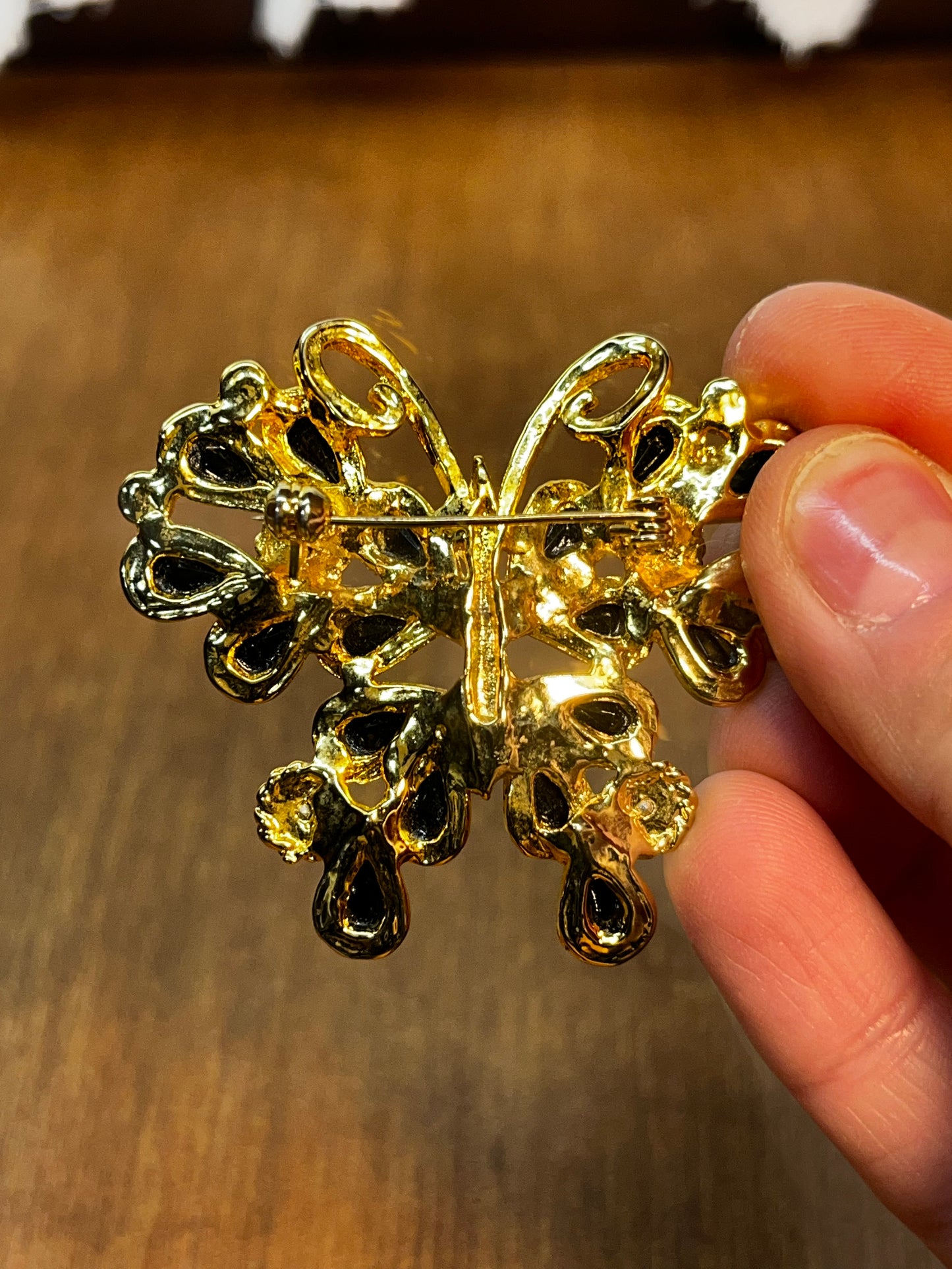 Vintage Colorful & Black Accent Butterfly Brooch