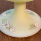 Vintage Uranium Ruffle Top Fenton Embossed Floral Design Pedestal Dish