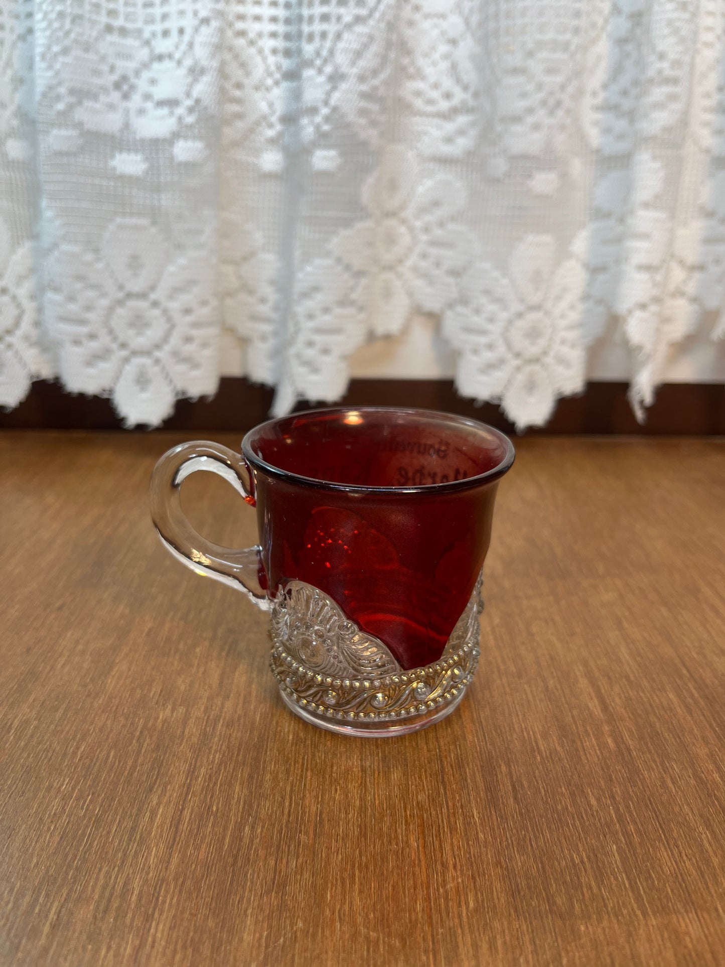 Vintage Collectible Ruby Stained La Harpe, Kansas Souvenir Glass