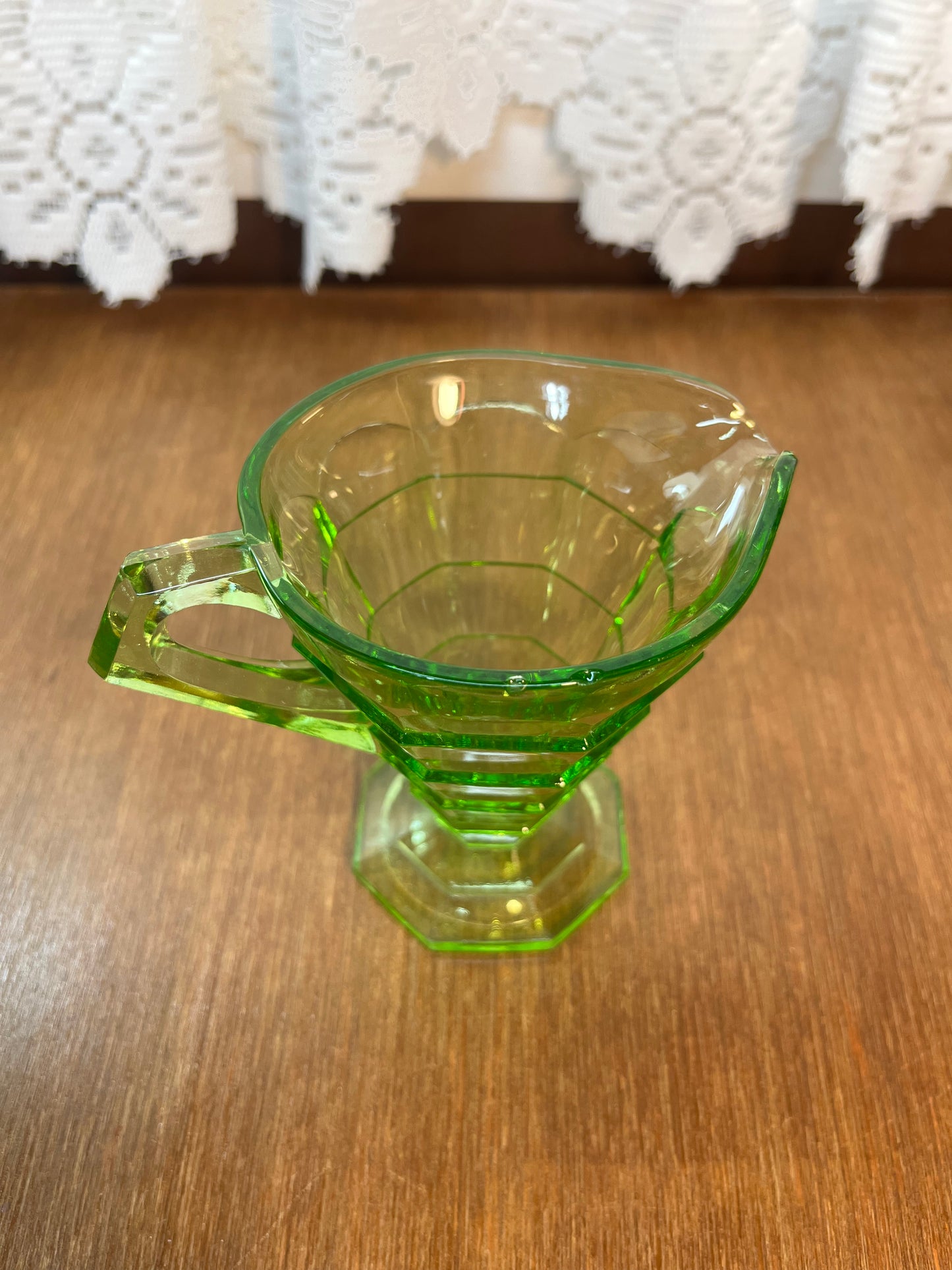 Vintage Uranium Indiana Glass Tea Room Cream And Sugar Set