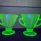 Vintage Uranium Glass Cream And Sugar Set