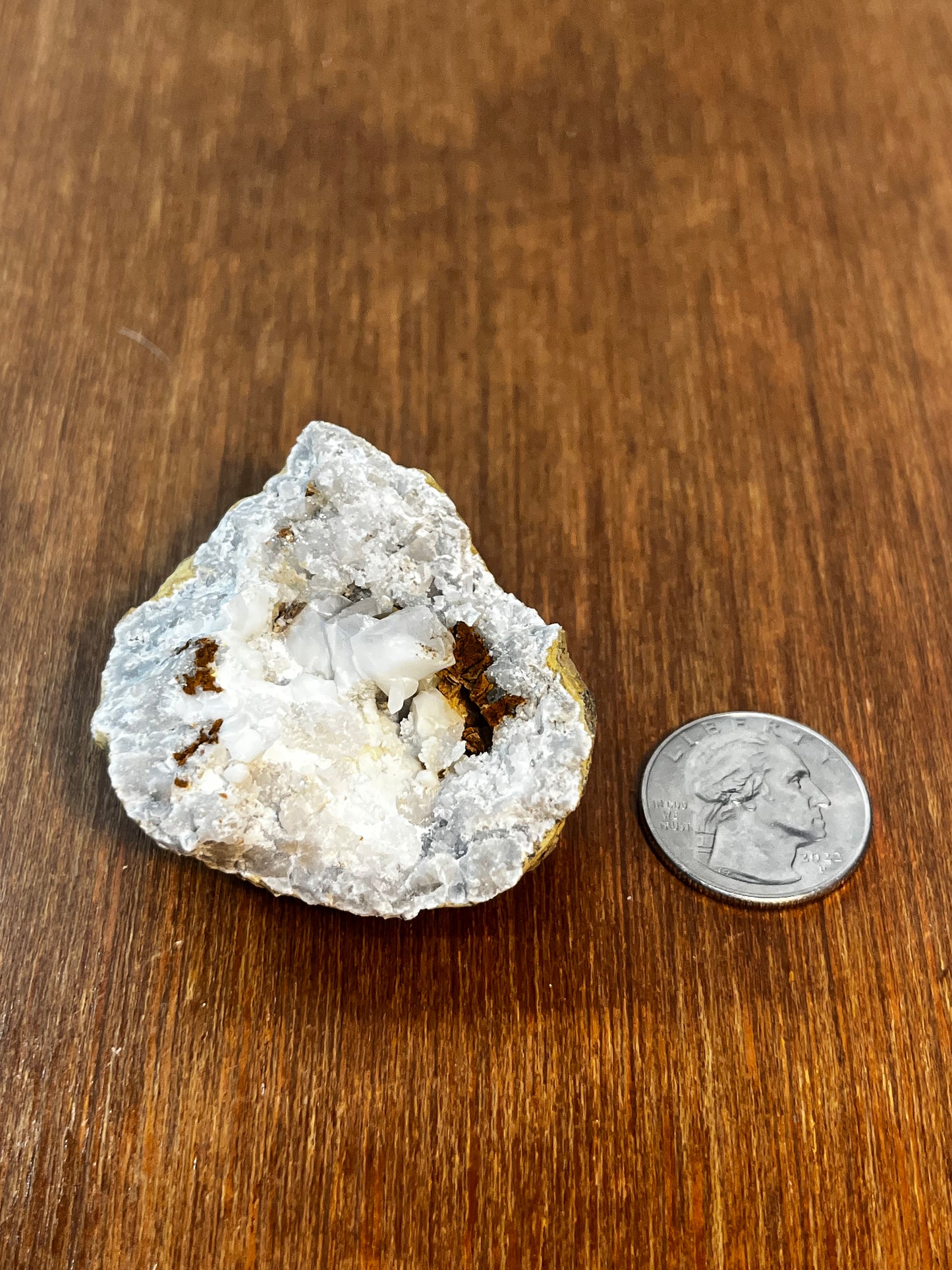 Small White & Brown Crystal Filled Geode