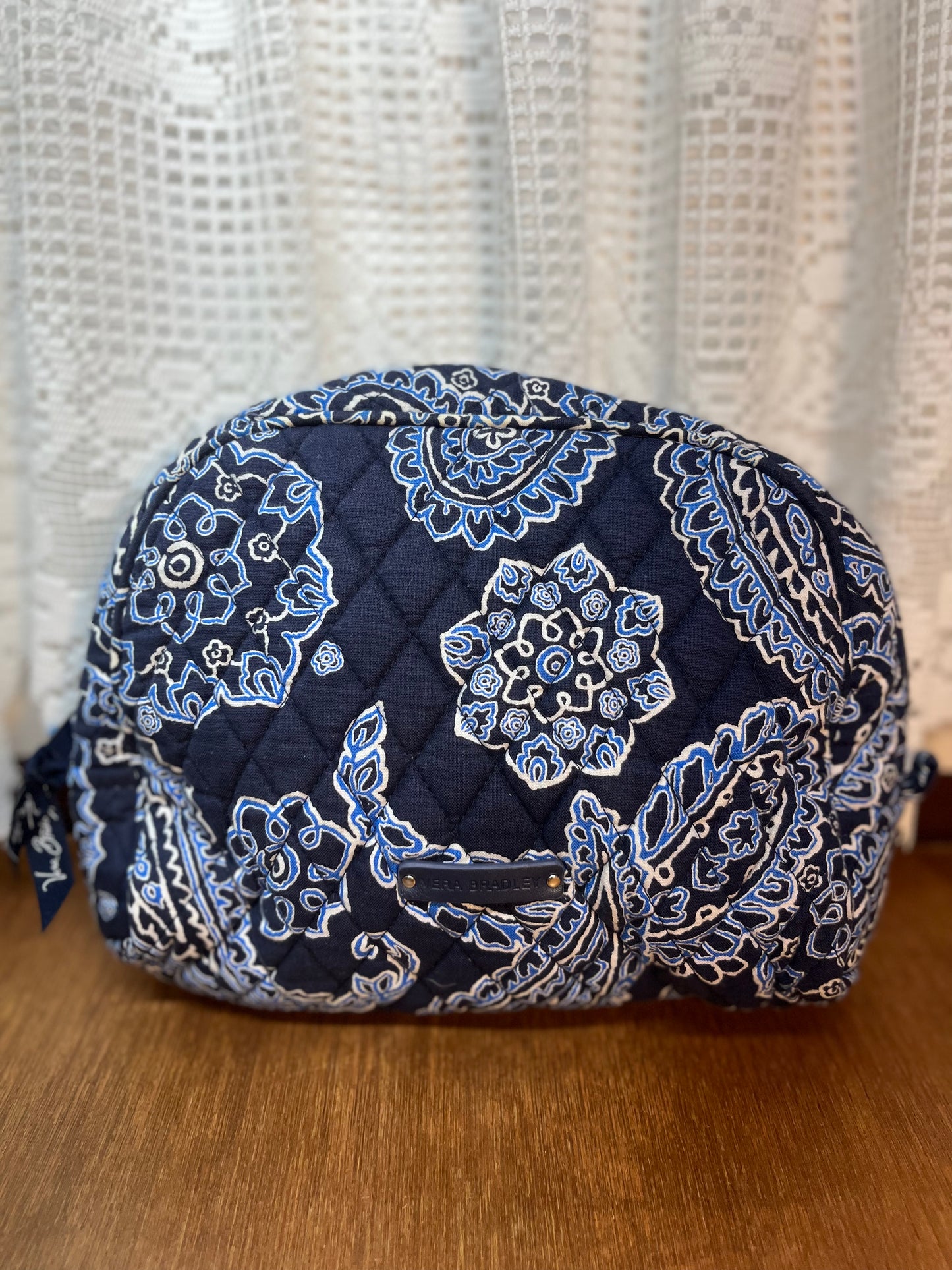 Blue Patterned Vera Bradley Makeup Bag